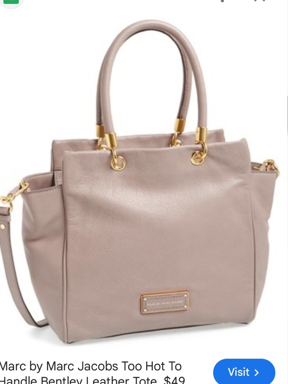 Marc Jacobs Elegant Taupe Leather Tote Handbag NO Long strap
